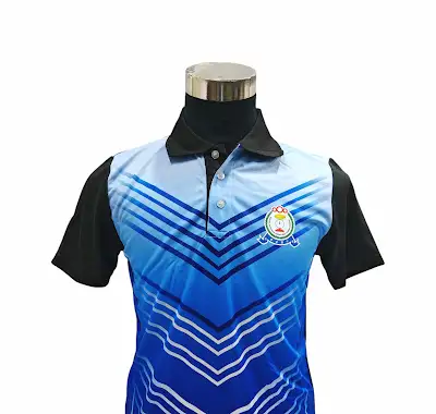 Blue performance polo